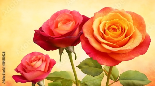 Three Vibrant Roses in Flower Arrangement