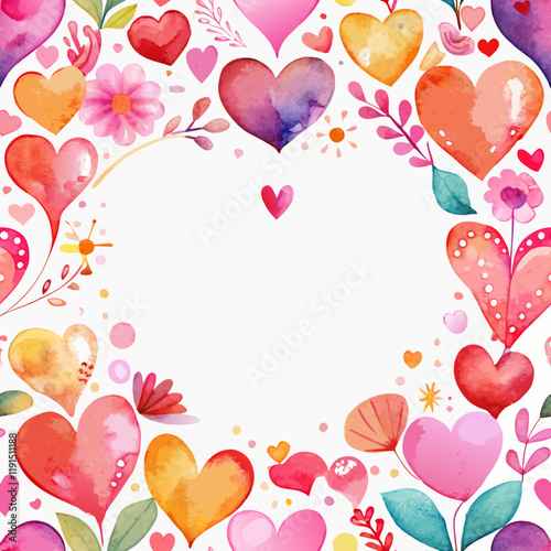 Beautiful heart-shaped photo frame with floral details and watercolor style for messages
