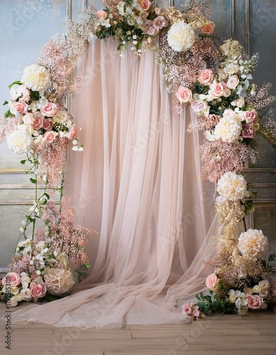 Wallpaper Mural Generated image Maternity backdrop, wedding backdrop, photography background with delicate flowers Torontodigital.ca