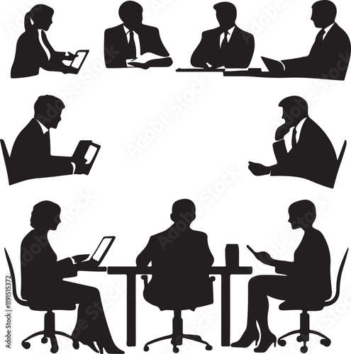 Business Meeting Discussion Brainstorm Workplace Office Situation Scenario Pictogram Concept