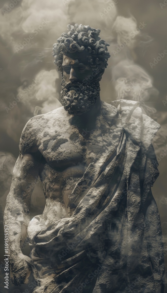 Majestic marcus aurelius a powerful representation amidst greek relics and smoky skies Majestic marcus aurelius a powerful representation amidst greek relics and smoky skies