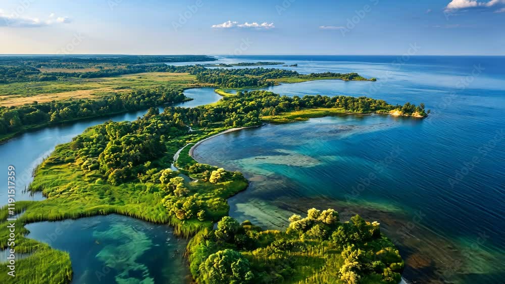 Stunning aerial view of serene lakes and lush green forests in a tranquil natural landscape Stunning aerial view of serene lakes and lush green forests in a tranquil natural landscape