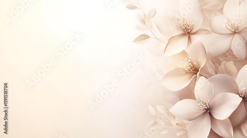 Delicate Beige Flowers and Leaves Background Design