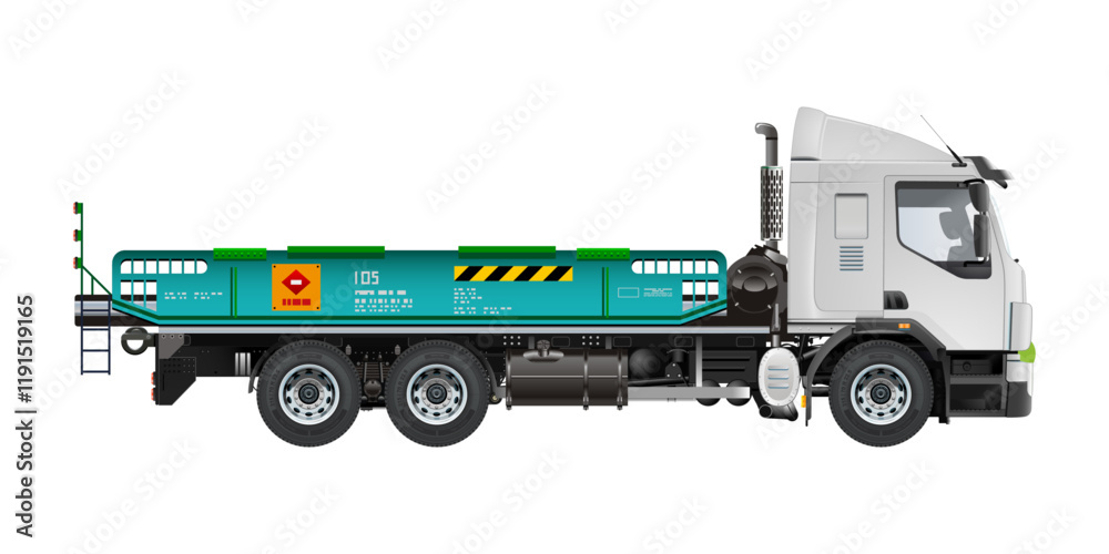 Medium Truck Trailer cargo without container box 3D vector illustration Medium Truck Trailer cargo without container box 3D vector illustration