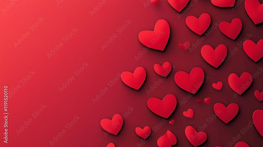 Red Heart Illustration Background for Valentine's Day Red Heart Illustration Background for Valentine's Day