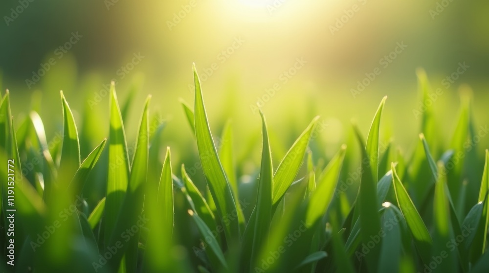 Green shoots, wide shot of a field or garden with emerging green shoots
