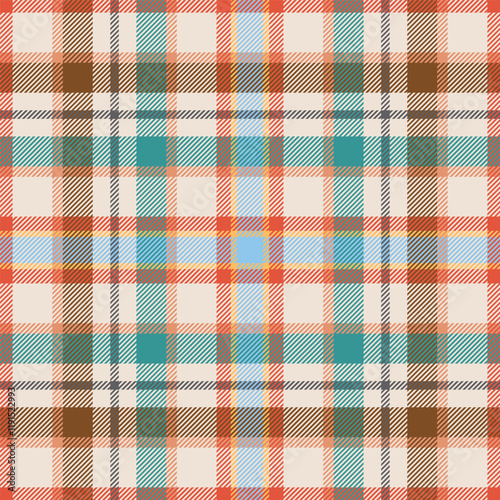 Plaid seamless pattern. Check line. Repeating tartan checks design. Repeated scottish stripe flannel. Scotland fabric prints. Gingham twill lattice. Repeat ekose weave plaids. Vector illustration