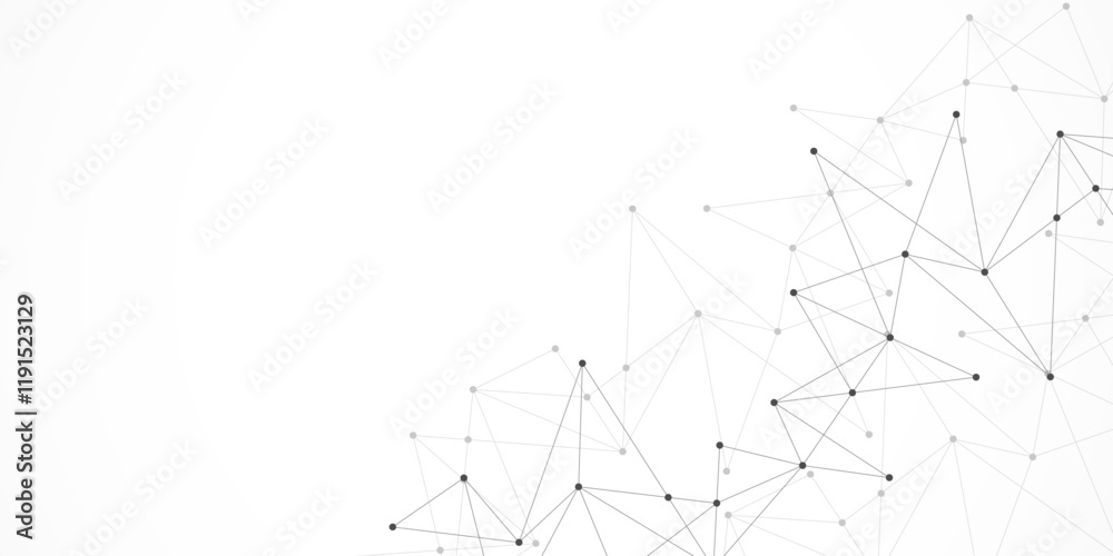 Vector illustration of minimalistic design with connecting the dots and lines. Abstract geometric background of science and technology concept