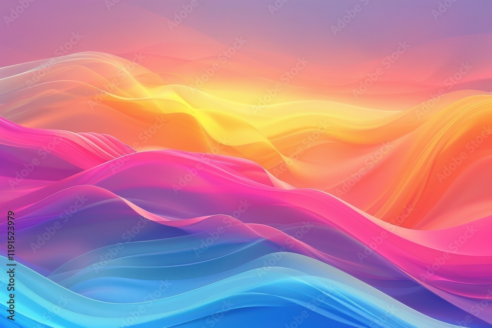 Obraz premium Colorful Abstract Swirl with Vibrant Waves, Rainbow Gradient, and Artistic Flow in a Dynamic Composition