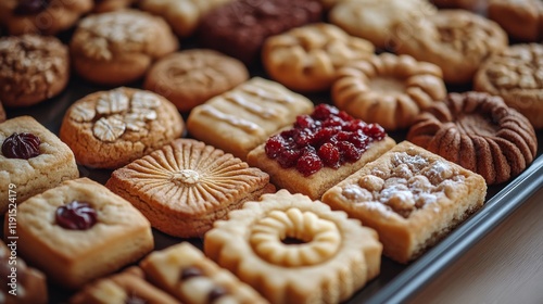 Collection of assorted donuts displayed in a bakery case during morning hours