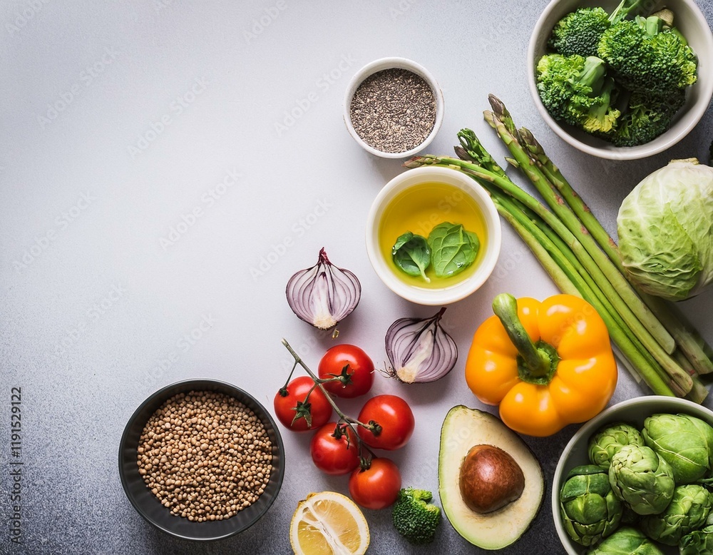 custom made wallpaper toronto digitalGenerated image ngredients for vegetable salad, diet and healthy food. Low calorie flatlay layout