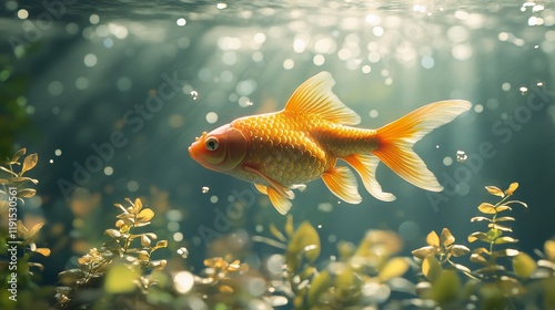 Golden fish swimming gracefully in a tranquil pond surrounded by autumn foliage