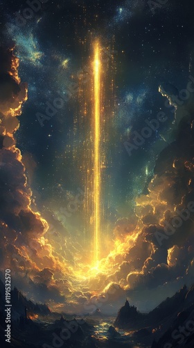 Starlit night sky with a glowing galaxy over a forest landscape