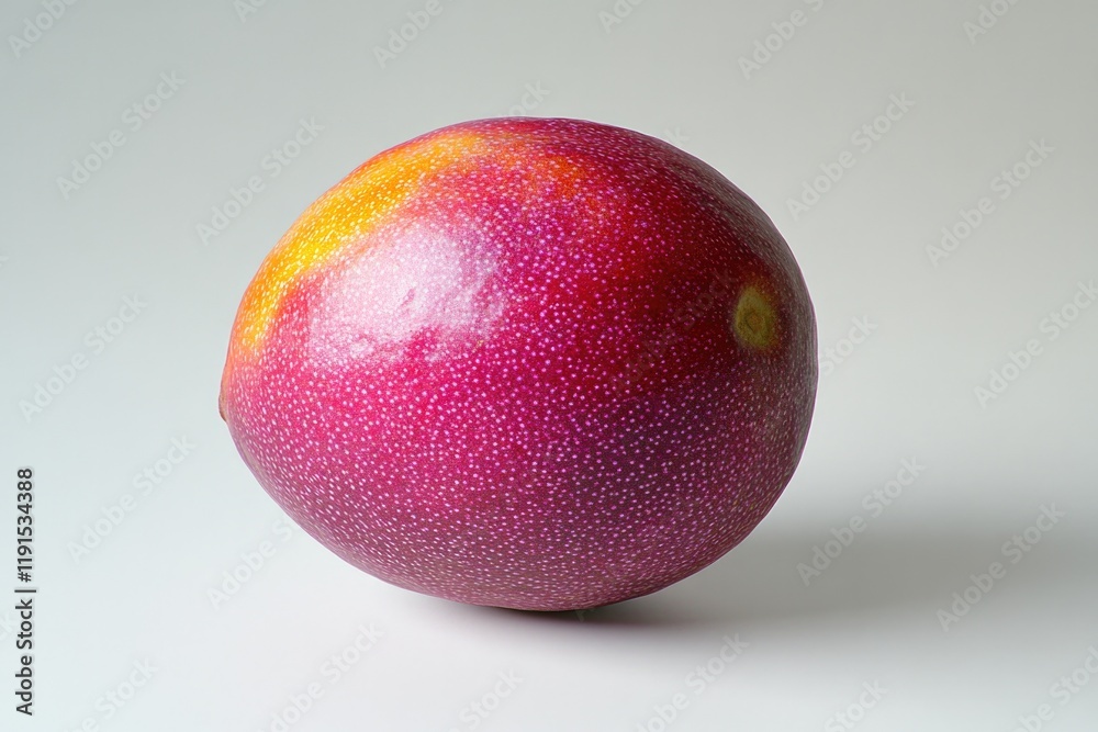 Brightly colored mango showcases smooth skin, highlighting its r Brightly colored mango showcases smooth skin, highlighting its r
