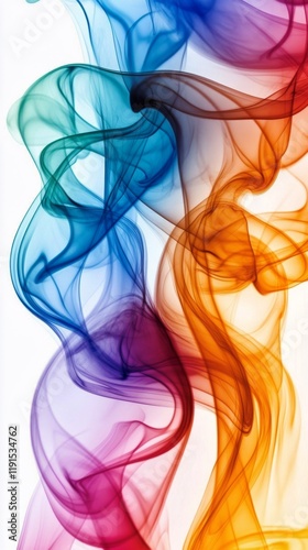 Colorful swirling smoke forms an abstract composition with vibrant hues