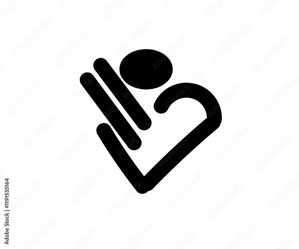 Minimalist illustration design of icon of a person working with heart with both hands Minimalist illustration design of icon of a person working with heart with both hands