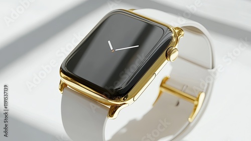 Gold Apple Watch with White Band Minimalist Design photo