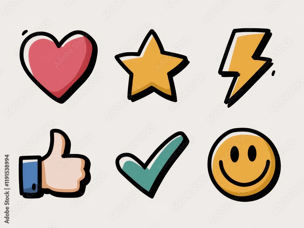 Colorful Hand Drawn Positive Feedback Icons Colorful Hand Drawn Positive Feedback Icons