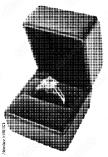 Ring in engagement box halftone effect, transparent background