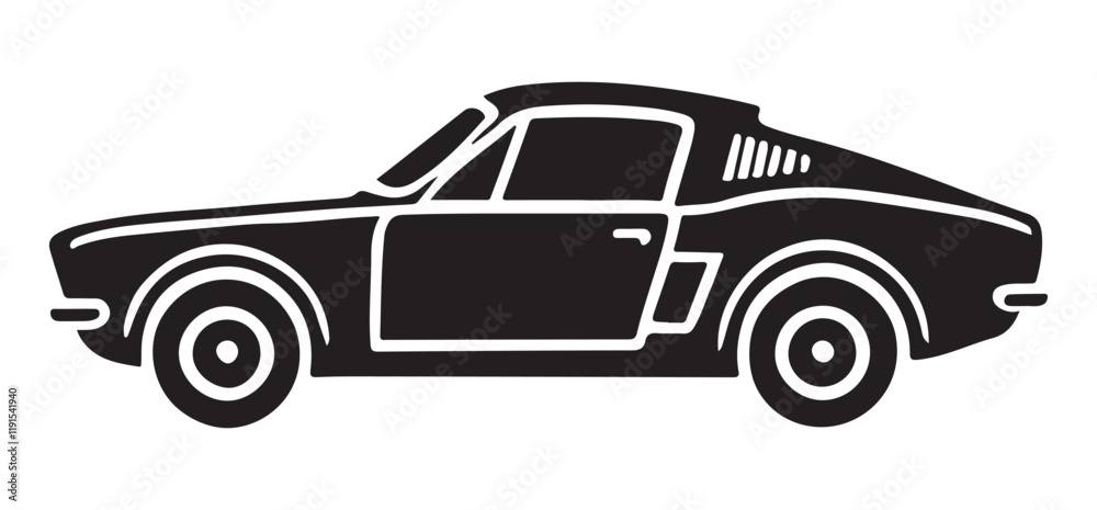 Classic car silhouette vector illustration mustang muscle car for vintage lovers Classic car silhouette vector illustration mustang muscle car for vintage lovers
