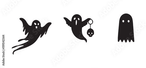 Spooky Silhouette Halloween Ghost Illustrations for Graphic Design and Crafts