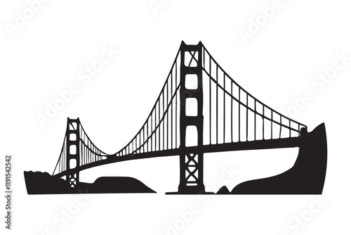 Iconic Golden Gate Bridge Silhouette Illustration