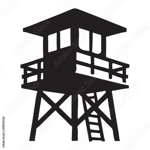 Silhouette Illustration of a Lookout Tower