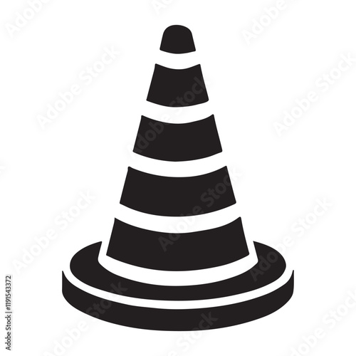 Traffic Cone Silhouette Vector Illustration Safety Sign