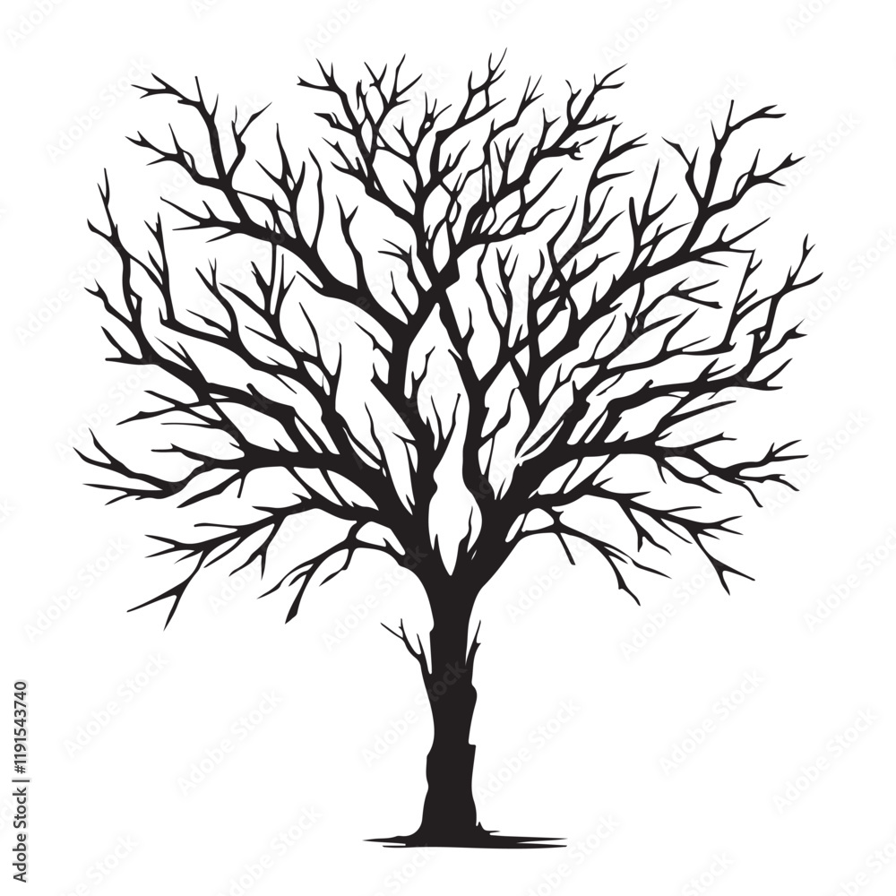 Obraz premium Silhouette of a Leafless Tree Vector Illustration