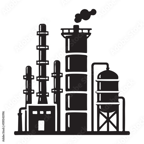 Silhouette Illustration of an Oil Refinery