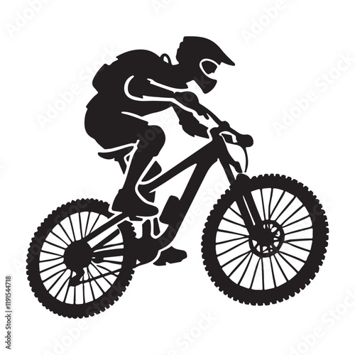 Exciting Mountain Biking Silhouette Illustration
