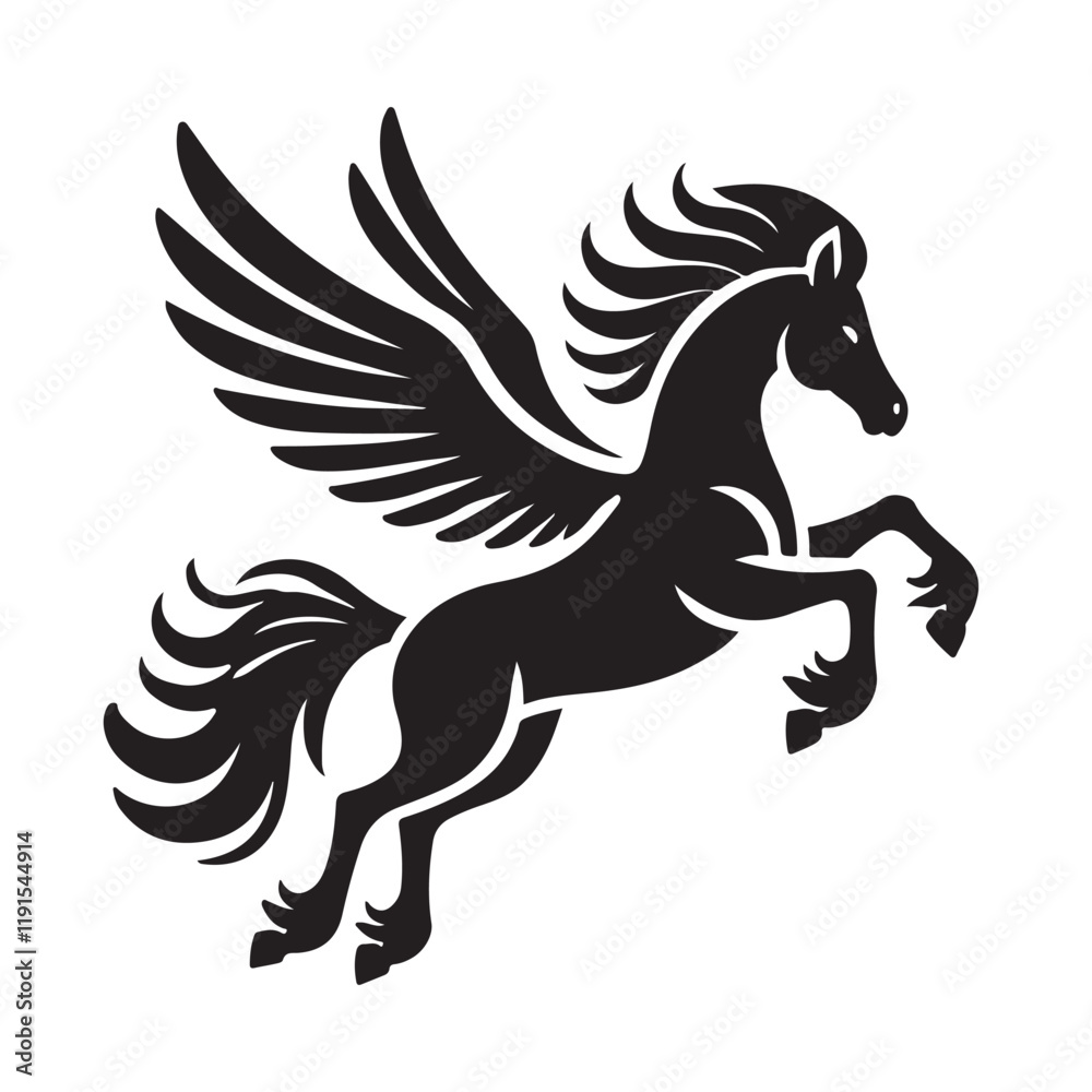 Obraz premium Majestic Pegasus Silhouette Vector Illustration