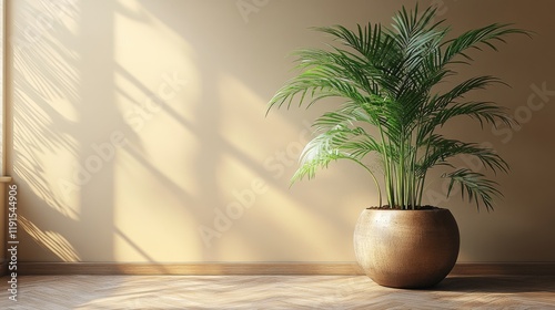 Bright and airy interior featuring a plant and a cozy chair in a modern space