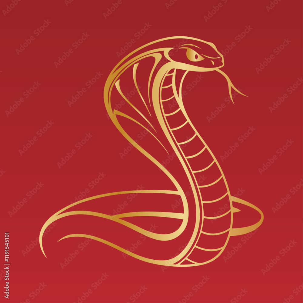 Fototapeta premium Floral Zodiac Snake Art for 2025 Lunar New Year Poster