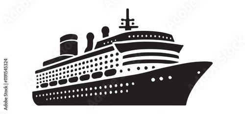 Cruise Ship Silhouette Vector Illustration for Travel Designs