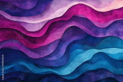 Colorful abstract waves create a vibrant visual experience in deep blue, purp...