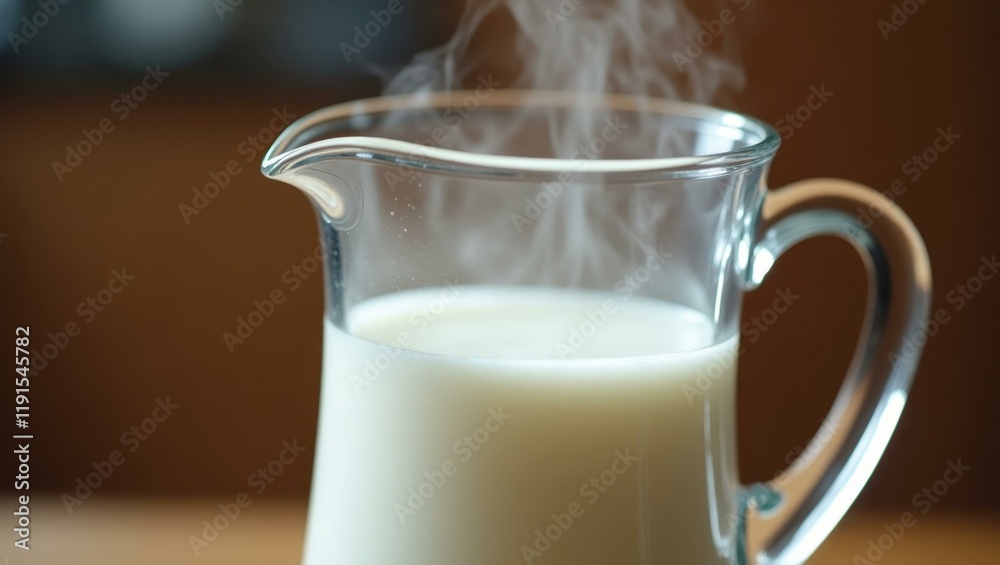 Polished milk pitcher steaming and ready for use, Professional stock photo, AI generated photograph Polished milk pitcher steaming and ready for use, Professional stock photo, AI generated photograph