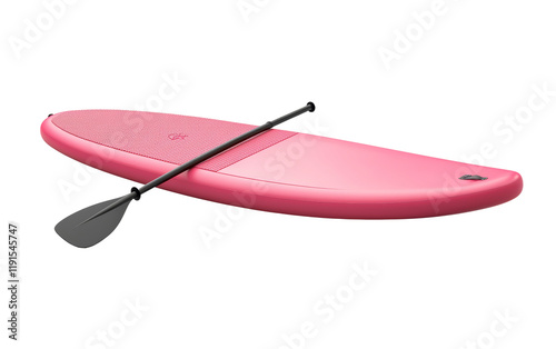 Pink Paddleboard with Paddle for Water Adventure Isolated on transparent background