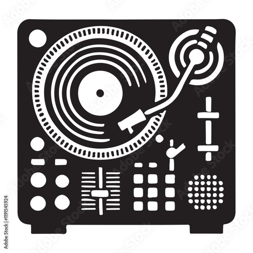 Turntable Silhouette Illustration for Music Lovers