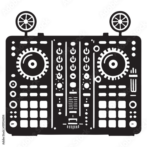 DJ Mixer Controller Silhouette Vector Illustration