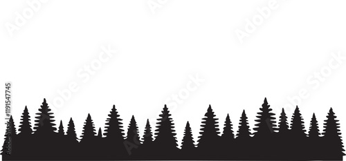 Dark Forest Silhouette Illustration of Evergreen Trees