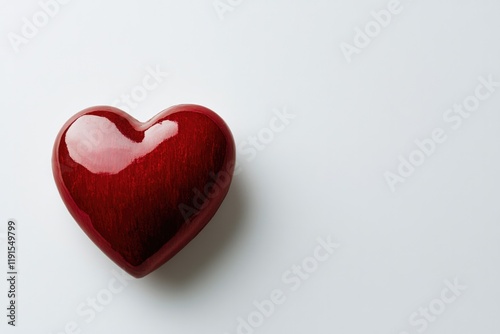 Shiny red heart shape on minimalistic background symbolizes love