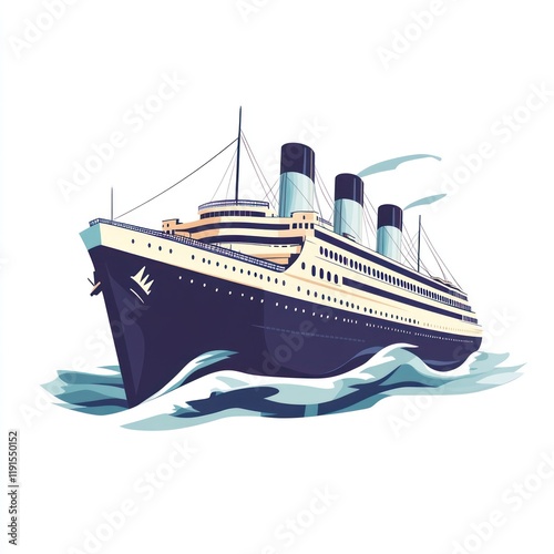 Ocean liner sailing, waves, travel, vintage illustration, nautical design, website graphic