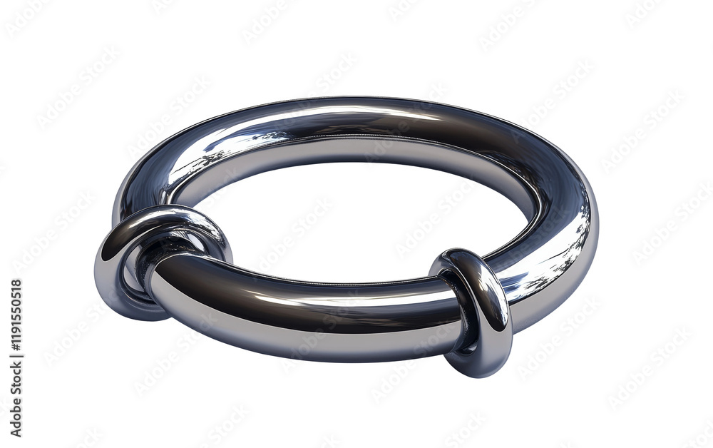 Obraz premium Sleek Metallic Ring with Interlocking Design Isolated on transparent background