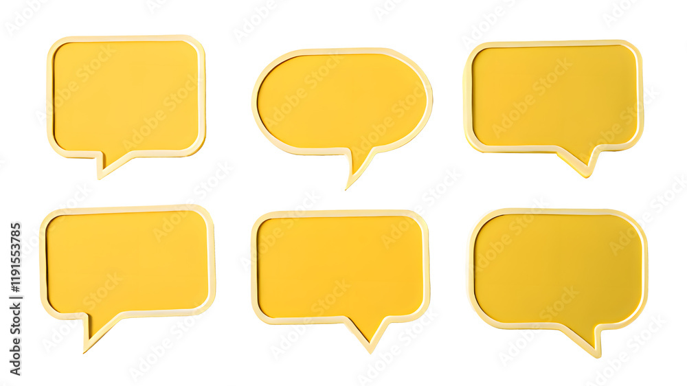 Set of yellow flower frames with speech bubbles and icons for communication Set of yellow flower frames with speech bubbles and icons for communication