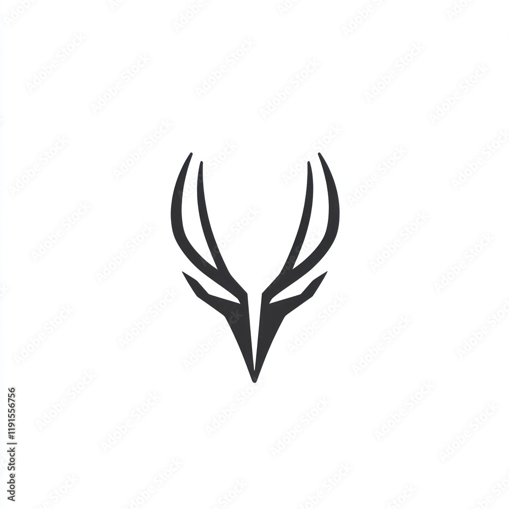 Minimalist deer antlers logo design on white background, for branding Minimalist deer antlers logo design on white background, for branding