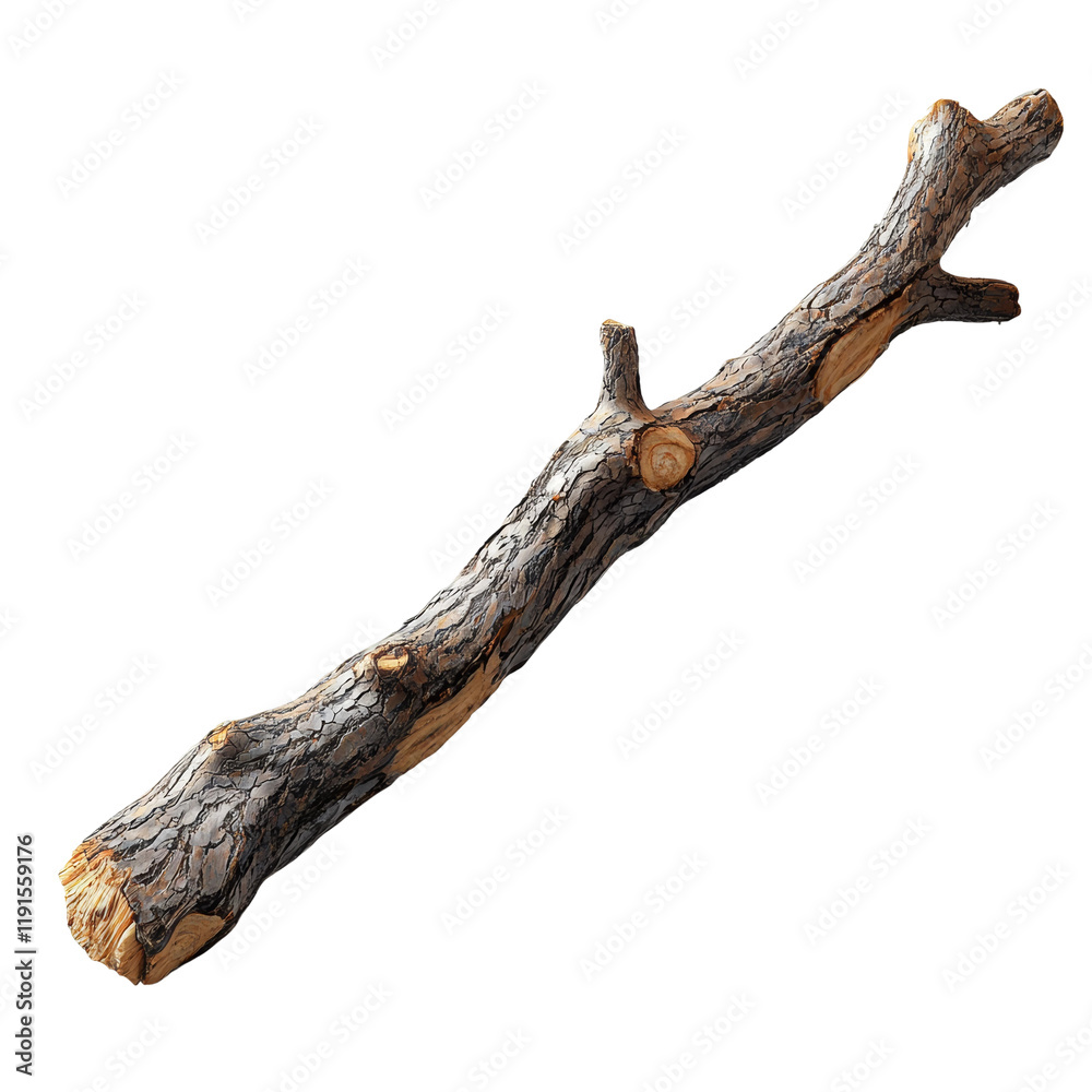 Rustic Branch with Textured Bark for Nature Themes Isolated on transparent background Rustic Branch with Textured Bark for Nature Themes Isolated on transparent background