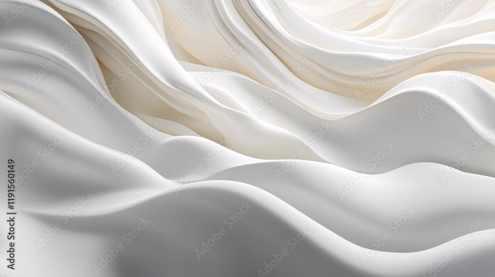 Obraz premium Soft, flowing white fabric arranged elegantly in waves for artistic presentation