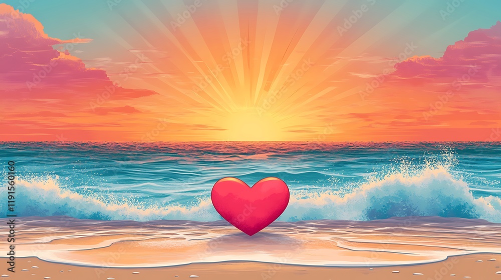 Fototapeta premium heart on the beach
