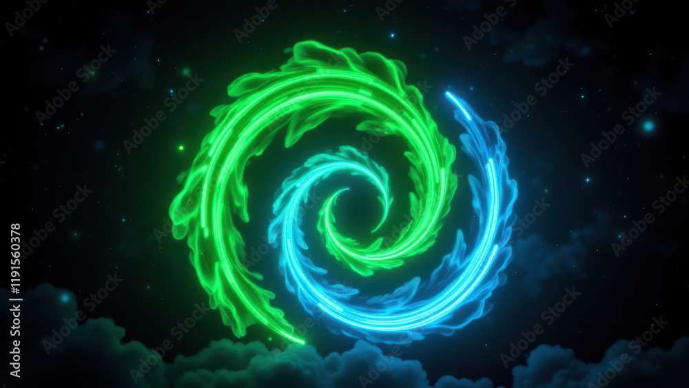 Vibrant abstract background featuring a swirl design with green and blue hues. Vibrant abstract background featuring a swirl design with green and blue hues.